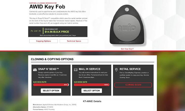 È possibile ottenere il servizio di portachiavi RFID di replica tramite la piattaforma online