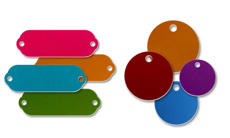 Vivid colors of positive aluminum labels compared to other metal tags
