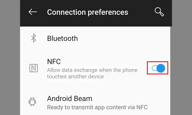 Enable NFC on your Android device