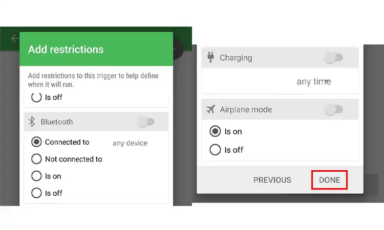 Customize the start condition of the NFC tag action