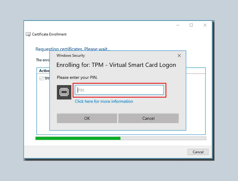 Enter your virtual smart card PIN password