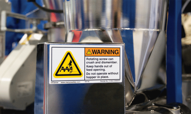 A equipment label for warning the user that the device is potentially risky