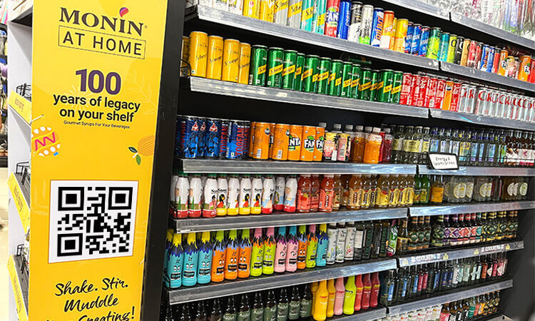 Consumers can get discounts or promotional offers by scanning qr code labels on mall sales counters