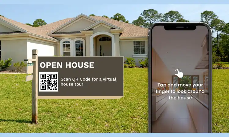 Kunden können den QR-Code scannen und einen virtuellen Rundgang durch die Immobilie machen